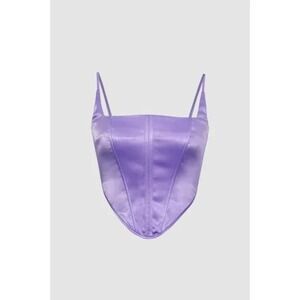 Corset Cami Top Zip Back Silky Lilac Bright Purple Size 4